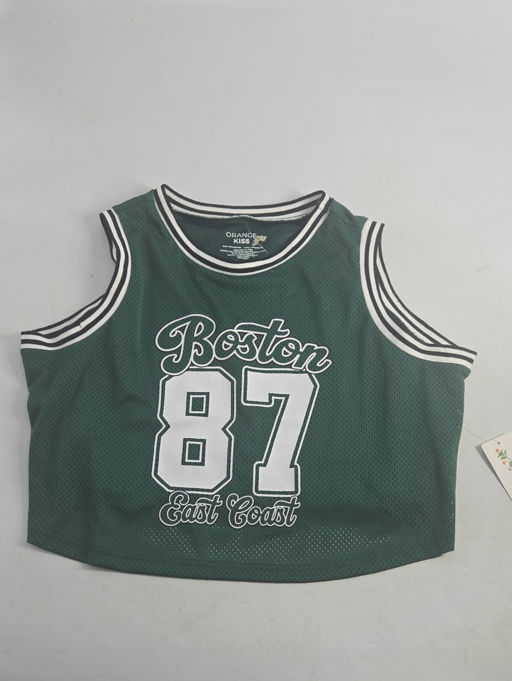 NEW Boston 87 East Coast Green Mesh Crop Tank L